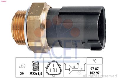 Датчик вмикання вентилятора (чорний) VW Caddy II/III/Golf III/IV/Octavia 1.0-2.9 91-14