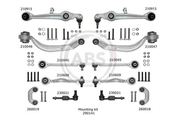 К-кт важелів перед.підвіски Audi A6/Superb/Passat B5 (з тонким пальцем)