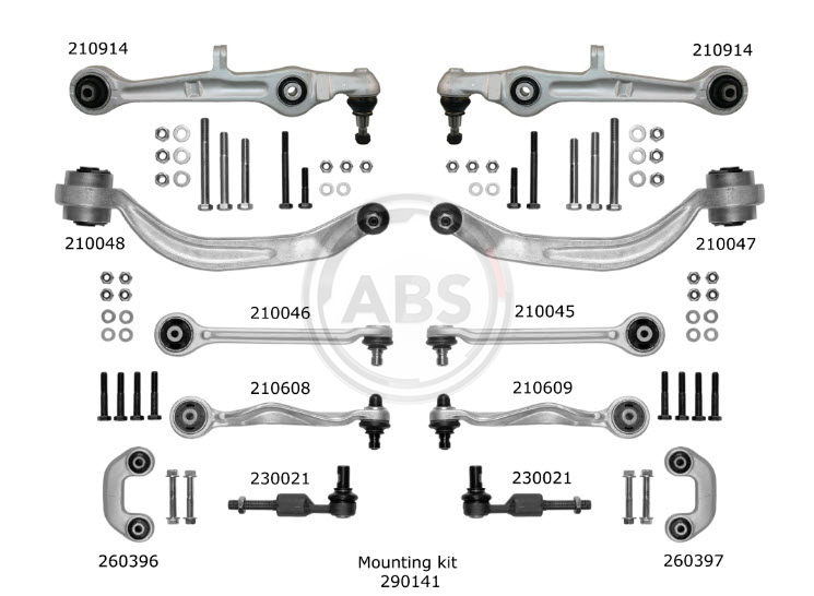 К-кт важелів перед.підвіски Audi A4 (з тонким пальцем)